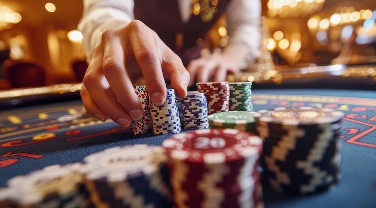 Live dealer studio setup with multiple camera angles and professional croupier at Bikini Paradise table